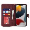 For iPhone 13 Pro Stand Case PU Leather Phone Cover with Straps/Zipper Wallet/Multiple Card Slots