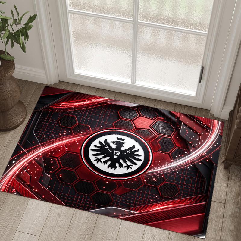 Eintracht Frankfurt Football Design Crystal Velvet Carpet Cozy Non?Slip Printed Rug For Bedroom Living Room Entrance