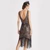 Retro Masquerade V-neck High-end Dress Gatsby Party Party Sequin Tassel Dress