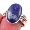 Кольцо из двухцветного серебра 925 пробы с натуральным содалитом, ручной работы, S.8.5 D7Y56