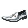 Luxury Banquet Dress Formal Shoes Pointed Low Cut High-end Business Casual Shoes for Men's Silver Men's Shiny Leather Shoes