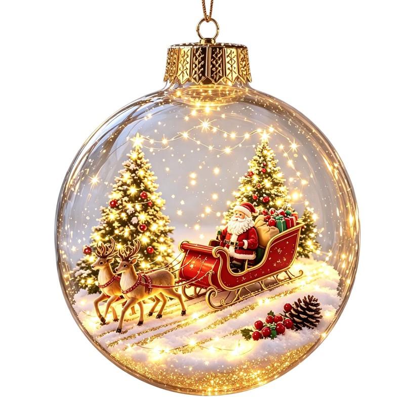LED Lighted 3D Penguin Snow Globe Ornament Christmas Tree Decorations Home Holiday Decoration