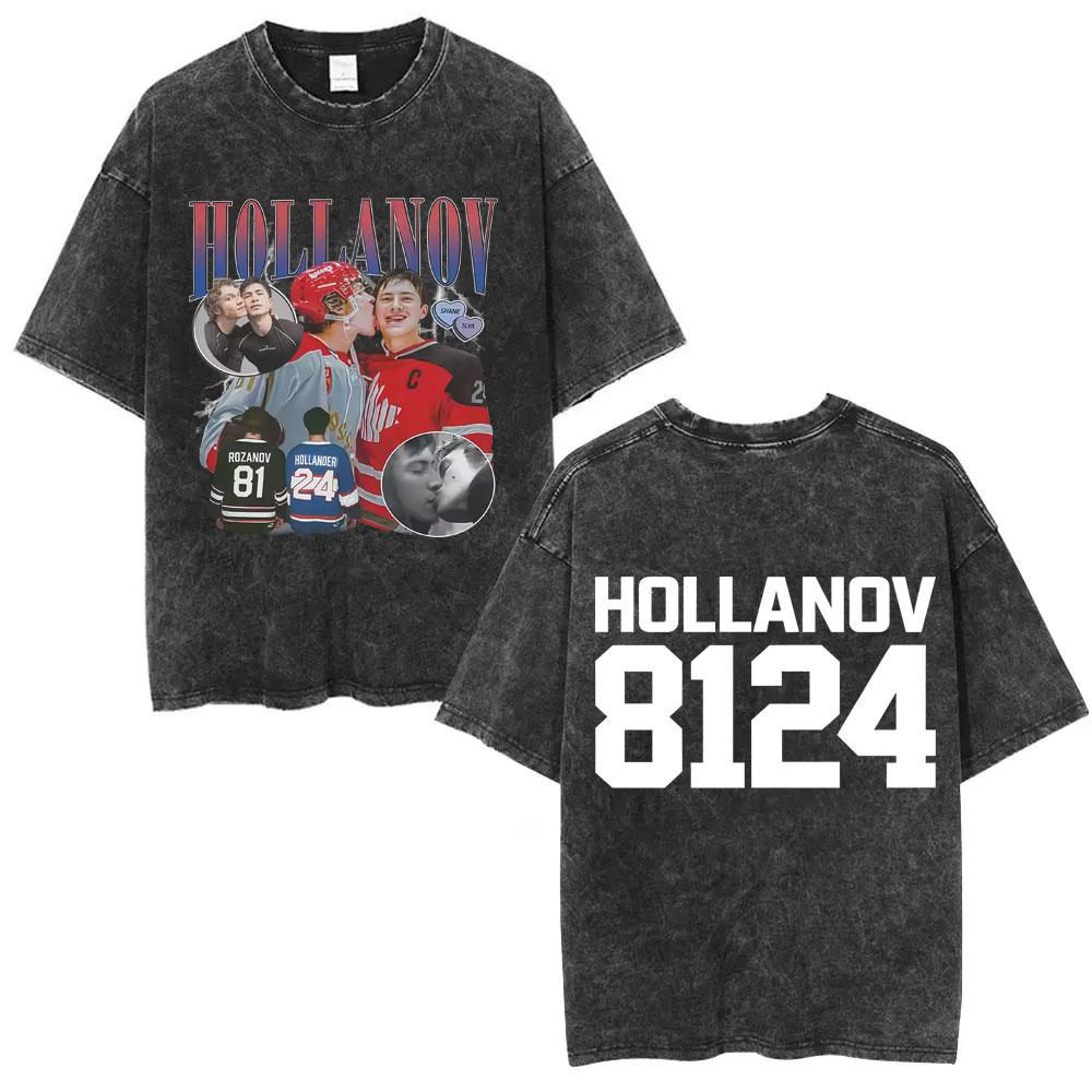 Heated Rivalry Shane Hollander Ilya Rozanov Hollanov washed Vintage Tshirt Men Women Fashion Oversized T Shirts Streetwear