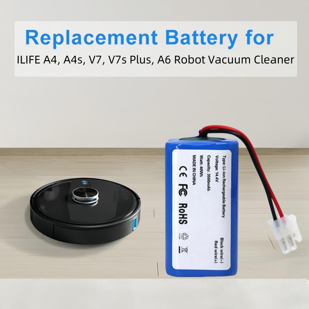 Replacement 14.4V 2600mAh Battery for ILIFE A4, A4s, V7, V7s Plus, A6 Robot Vacuum Cleaner Rechargeable Battery 18650