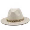 Women Men Woolen Fedora Hat With Leather Ribbon Gentleman Elegant Lady Winter Autumn Wide Brim Jazz Church Panama Sombrero Cap