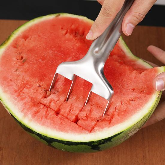 Арбузный резак слайсер из нержавеющей стали, инструмент двойного назначения для нарезки фруктов, арбуза, манго, дыни, ананаса, многофункциональный кухонный гаджет
