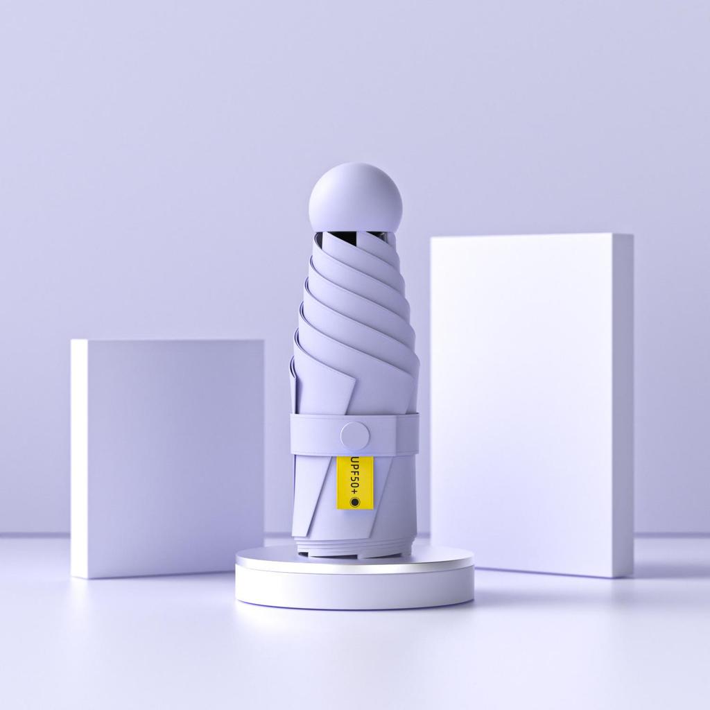 Black Plastic 50% Fold Ultra-Light Pocket Umbrella - Portable, Mini, for Sun/Rain