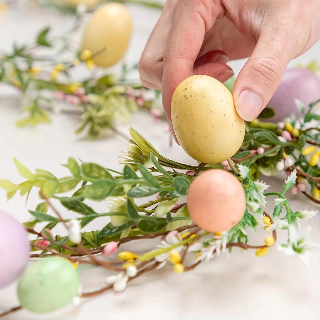 Colorful 5.9ft Artificial Easter Egg Wreath - Rustic Spring Vine Decoration for Holiday & Table Centerpiece, Decoration, 1pc