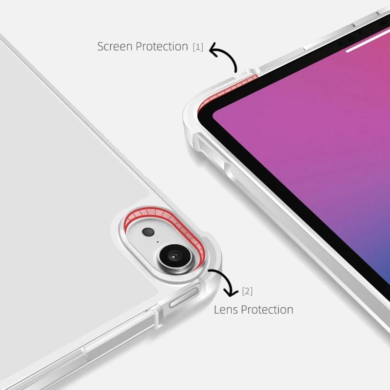 Настольный чехол для iPad Air 4 5 2022 10,2 8th 9,7, чехол с держателем для карандашей, прозрачная задняя крышка 10,5 Pro 11