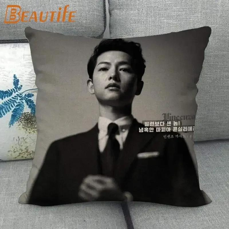 45X45 см Vincenzo Song Joong Ki KPOP наволочка с квадратной молнией, хлопковая льняная ткань, наволочки для спальни, дома, декоративный подарок