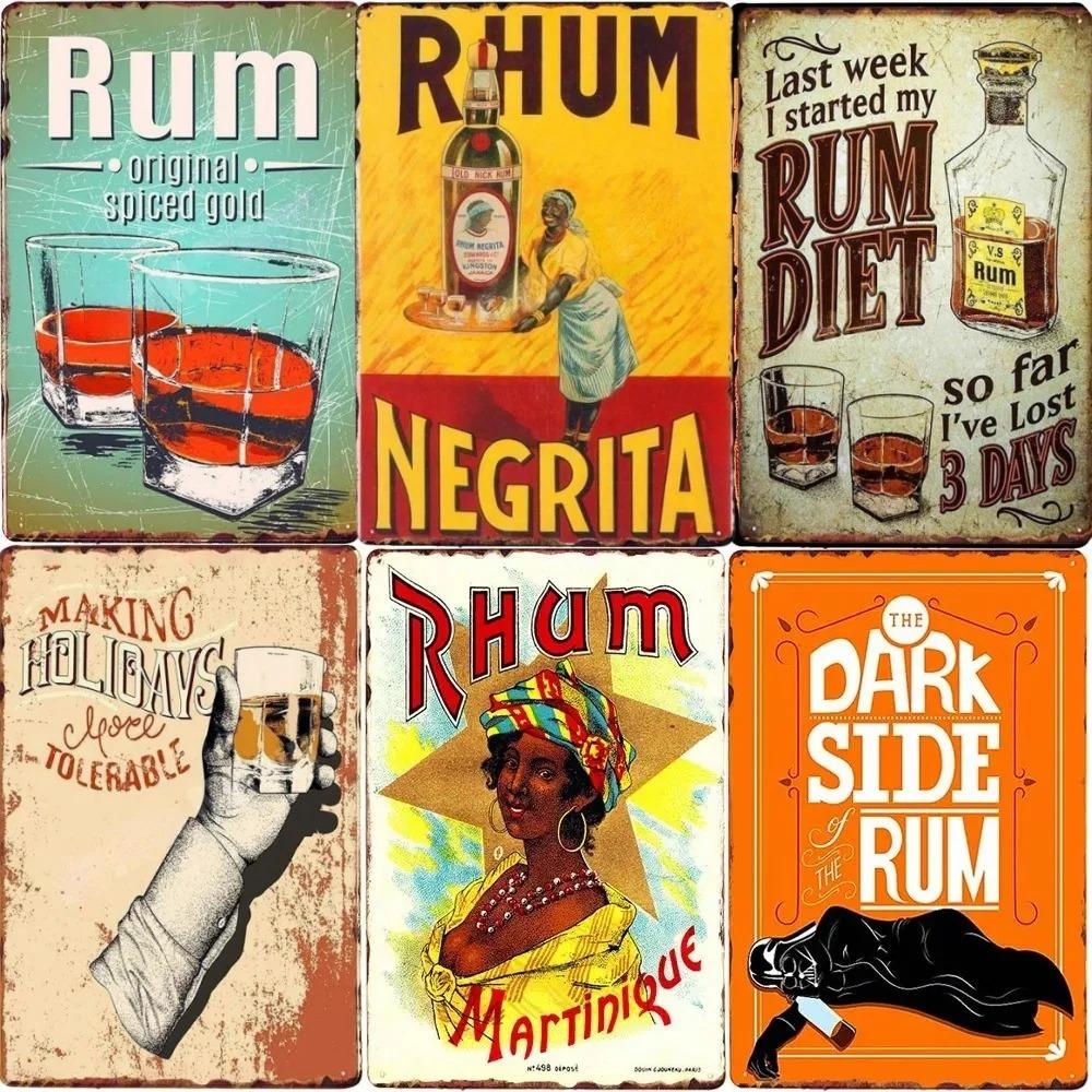 Cold Beer Rhum Vintage Metal Sign Tin Decor Plaque Decor Pub Cafe Brewery Wine Rum Wall Art Posters Metal Signs Decorative Plate