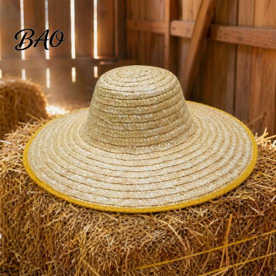 Comfortable Summer Hat Sun Protection Large Straw Hat, Lightweight Breathable Natural Adjustable Strap Wide Brim for Outdoor Work Farm Use