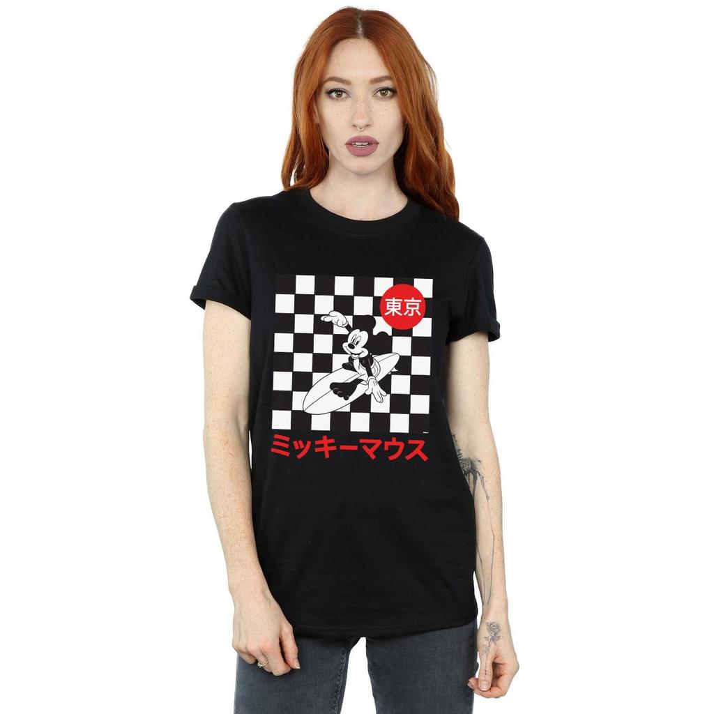 Disney Womens/Ladies Mickey Mouse Surfing Cotton Boyfriend T-Shirt