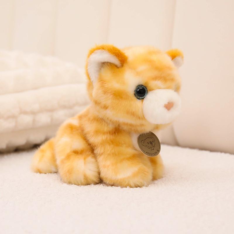 Gray Adorable And Yellow Plush Cat Doll With Realistic Patterns For Kids Collectors And
