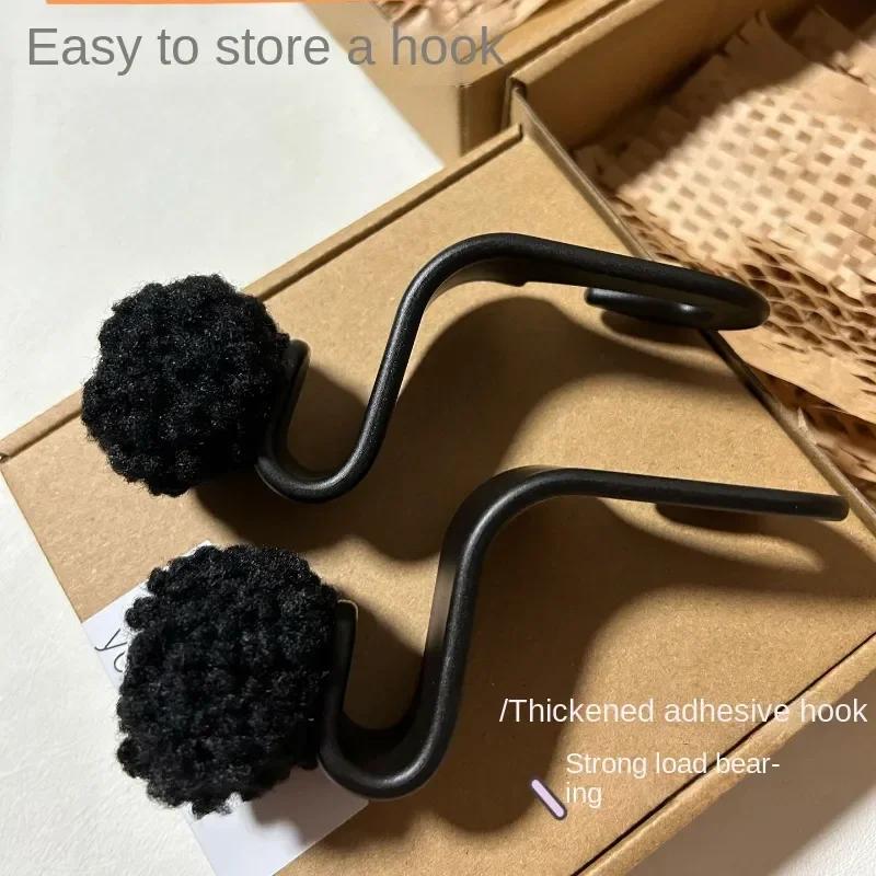 Cute Little Coal Ball Car Seat Back Hook Storage Car Headrest Organizer Food Bag Handbag Car Decoration Clothes Hanger
