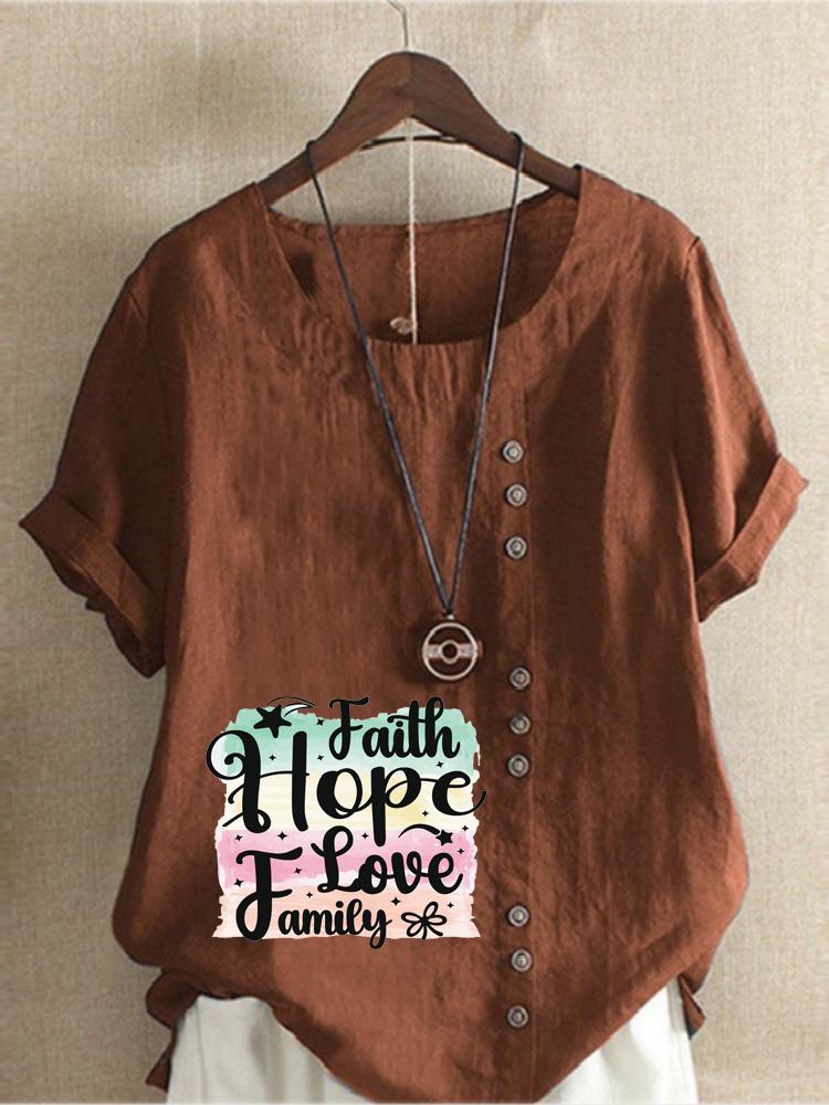 Women's Fashion Quotations with Letter Printing Round Neck Short Sleeve T-shirt Casual Cotton Linen Graphic Shirt Leisure Loose Summer Blouse Tops