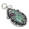 Ruby Fuchsite Lab-Created Handmade 925 Sterling Silver Pendant 2.56" u6J72