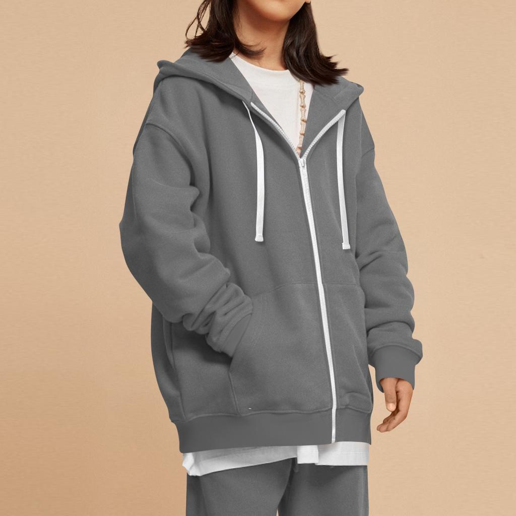 Детская модная однотонная повседневная куртка с длинными рукавами, толстовка с капюшоном на молнии