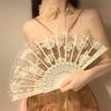 Gothic Ladies Lace Hand Fan Vintage Spanish Victorian Folding Fan for Wedding Party Favor Gift Dance Fan Photo Props Home Decor
