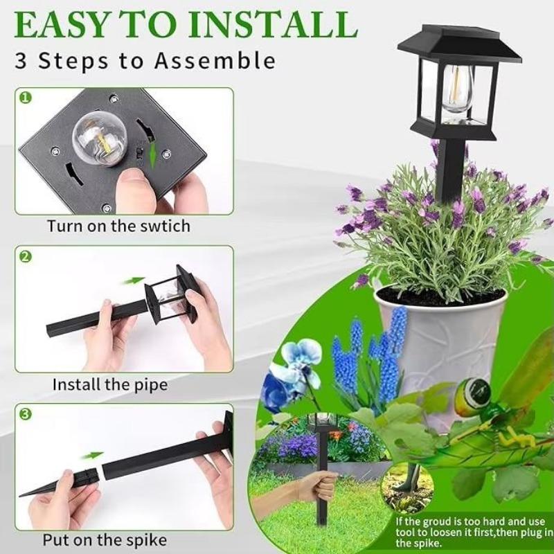 2 шт. Уличный солнечный газонный светильник, водонепроницаемый ландшафтный садовый светильник, декоративный канальный светильник, двор, передние и задние двери