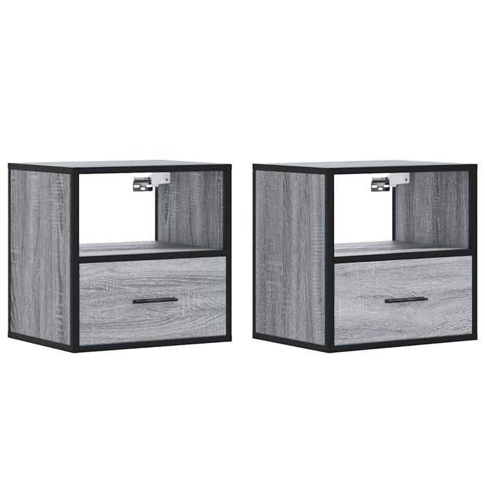 VidaXL Tables de chevet murales 2 pcs sonoma gris 40x31x39,5 cm, armoire, table d'appoint, armoire de lit, armoire de 848741