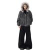 Mens Winter Tie-Dye Padded Hooded Parka With Fur Trim - Loose Fit Warm Casual Cotton Coat