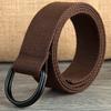 Double Ring Buckle Canvas Belt Men's and Women's BlackDType Buckle Cloth Fabric Belt Semicircular Ring Lengthened Canvas Pant