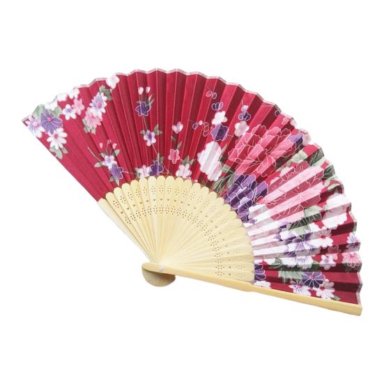 Складной веер в японском стиле с цветком, портативный летний ручной бамбуковый охлаждающий вентилятор, украшение для танцевального представления, реквизит для костюмов для вечеринок