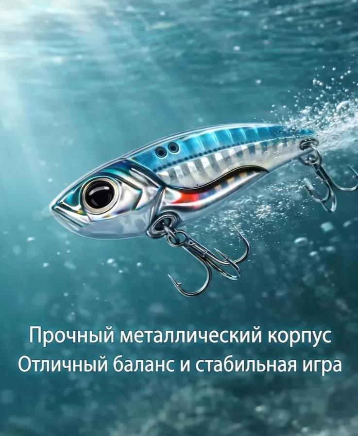 VIB Fishing Lure 4.8cm 15g Color #1 Sinking Metal Crankbait for Perch Trout Small Fish