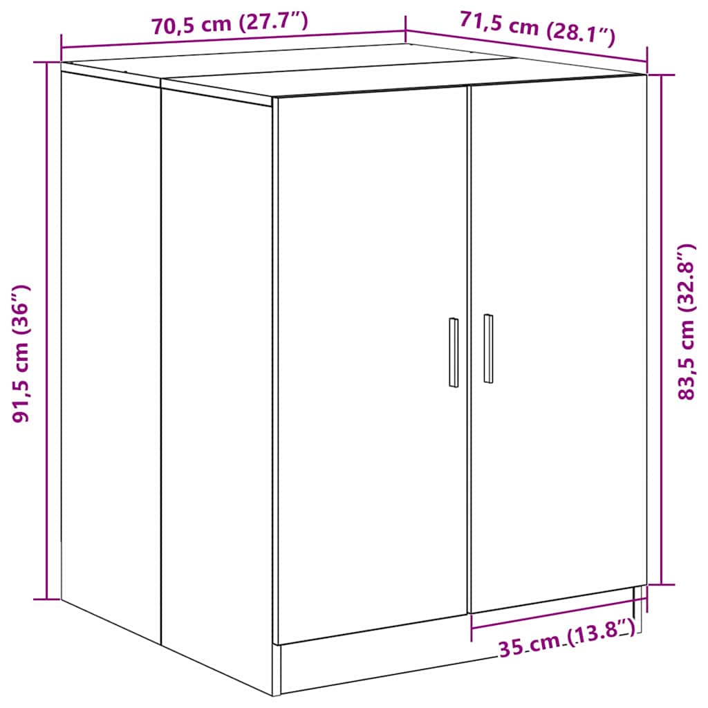 Washing Machine Cabinet Black Oak Effect Particleboard