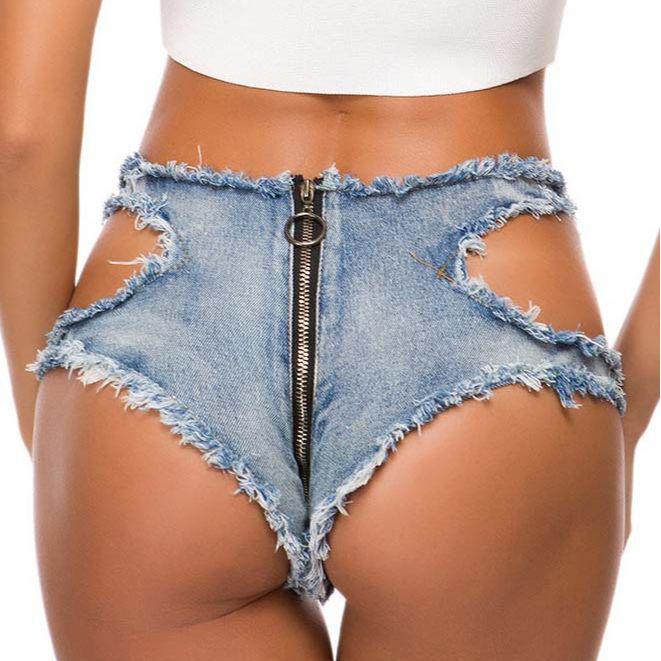 Осенние женские рваные джинсовые шорты с низкой талией