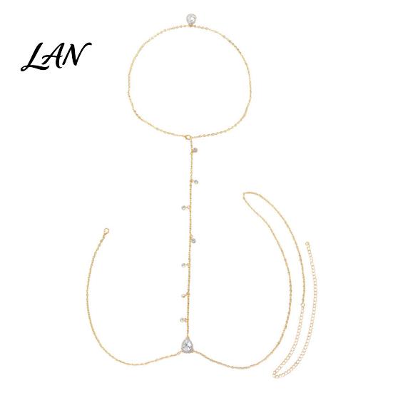 Thin Body Chain Rhinestone Waterdrop Back Chain, Bridal Wedding Backless Dress Backdrop Women Waist Necklace, Adjustable Sexy Jewelry for Tassel