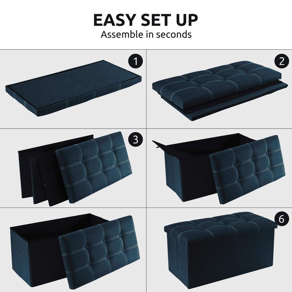 YOUDENOVA Складное хранение с пуфом и подходит для гостиной и изготовлено из табурета грузоподъемностью 160 кг, двухместный, хранение, подставка для ног, комнаты,