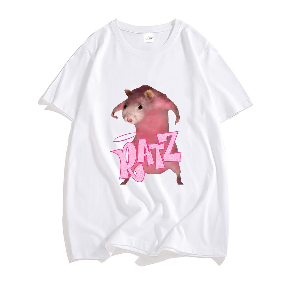 Ratz Розовая футболка с рисунком мыши, мужская футболка из 100% хлопка с коротким рукавом, повседневная кавайная летняя футболка с круглым вырезом, милые мужские мягкие рубашки