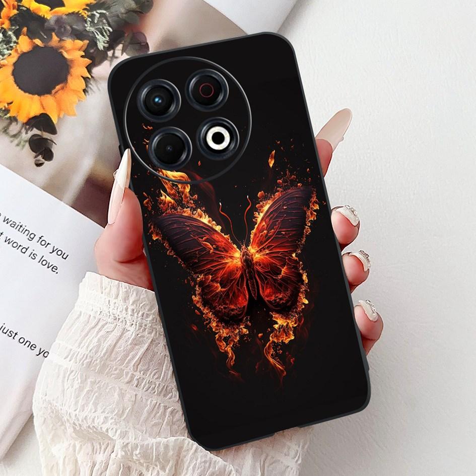 Для Tecno Spark 30 KL6 Чехол Spark 30 Pro KL7 Обложка Модный Цветок Мягкий Черный Силиконовый Чехол для Телефона Для Tecno Spark30 Pro 2024 Чехол