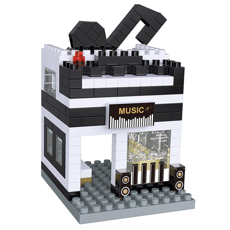 House Building Blocks Mini City Street View Clothing Store Aquarium 3D Model Architecture Bricks Children Assembly Toy Xmas Gift