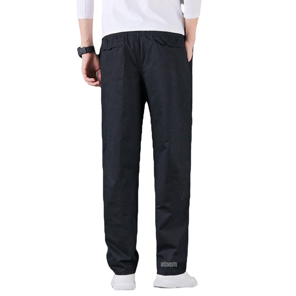 Men's Pure Cotton Cargo Pants - Loose Fit, Straight Leg, Plus Size, Spring/Autumn Style
