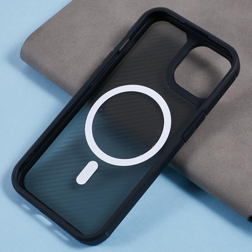 For iPhone 15 Case Compatible with MagSafe Carbon Fiber TPU+PC Anti-Drop Phone Cover