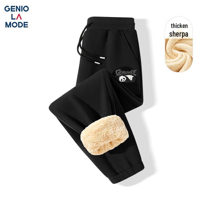 GENIOLAMODE Men's Winter Heavyweight Lamb Fleece Lined Casual Pants