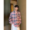 2024 Plaid Long Sleeve Shirt Japanese Hong Kong Style Ins Loose Shirt Boys Summer Trendy Versatile Casual Coat