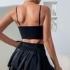 Women's Sexy Hottie Fashion Lace Bowknot Low Cut Camisole Fishbone Tank Top