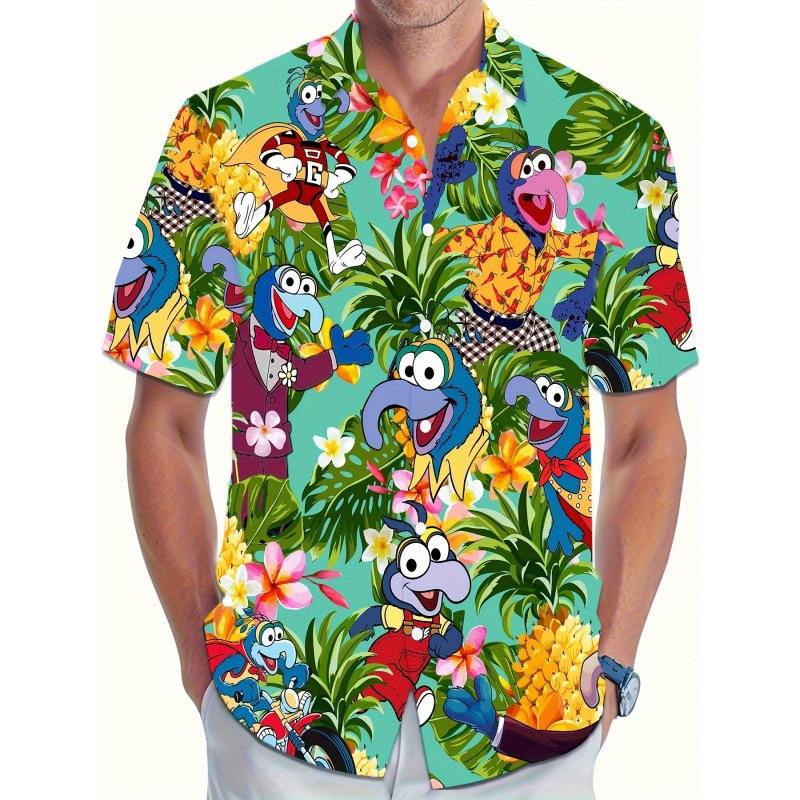 Popular Creative Element Shirt 1D Digital Printing Trend Loose Short Sleeve Shirt Tropical Hawaiian Shirt