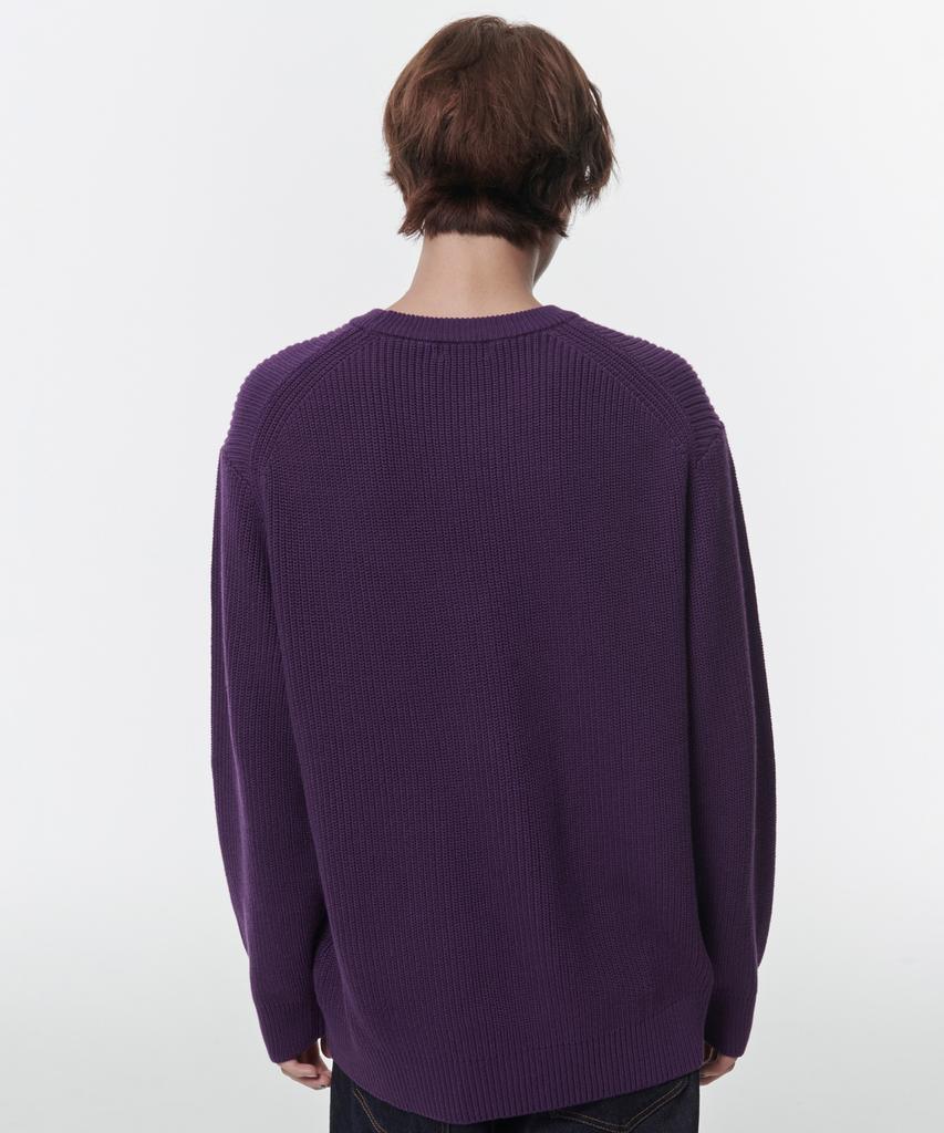 MUSINSA STANDARD Cotton Ribbed Crew Neck Knit [Purple]