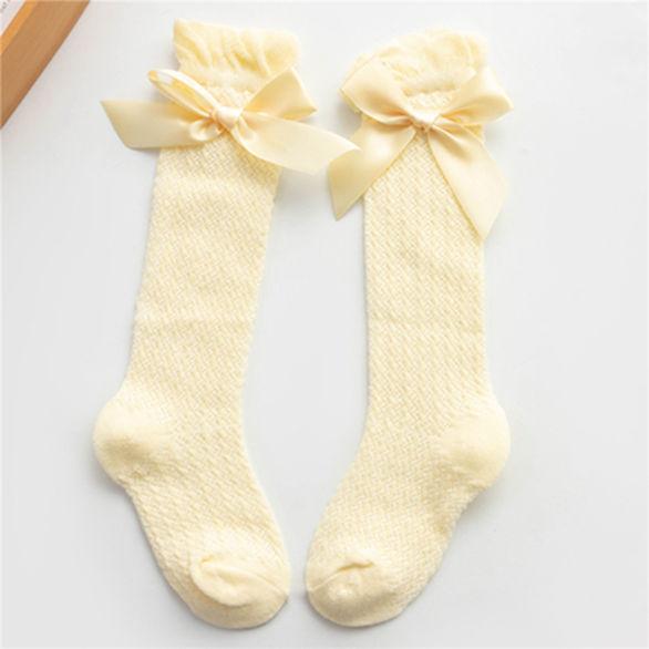 Детские носки, гольфы для девочек, хлопковые зимние теплые детские носки с мягким бантом