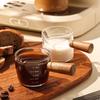 Glass Small Milk Cup Fine Espresso Small Glass Measuring Cup Single Double Spout Coffee Milk Sauce Dispenser With Wooden Handle