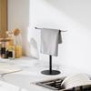 Black Hand Towel Holder Stand – Countertop T-Shaped Stainless Steel Towel Rack with Non-Slip Base for Vanity and Kitchen