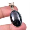 Подвеска из стерлингового серебра 925 пробы с натуральным черным звездным камнем 1,75 дюйма A4D10
