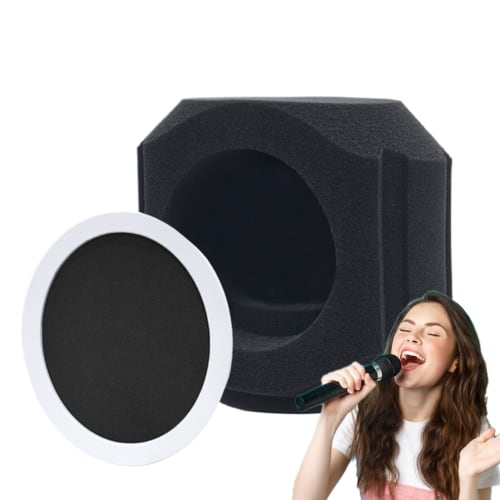 Nankoyal Microphone Sound Shield | Reflective Filter for Recording Studio | Portable Soundproof Cover for Podcasting, Singing, Rapping, Home Studio, a