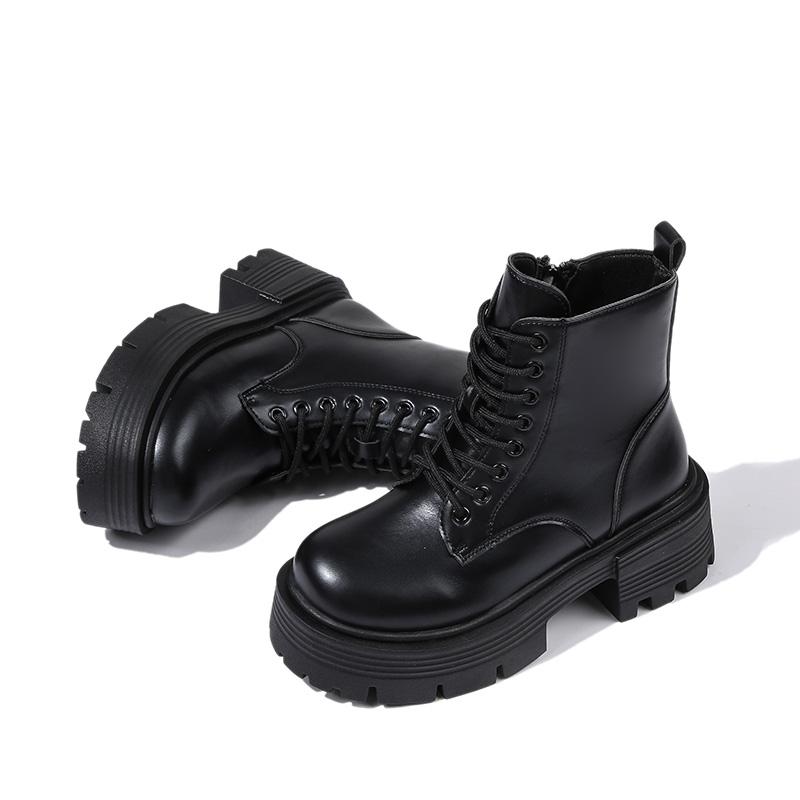Ботинки для женщин Готические сапоги на платформе Модные Боковые Молнии Современные Сапоги Женские Высококачественные Круглые Носки Женская Обувь Botas De Mujer