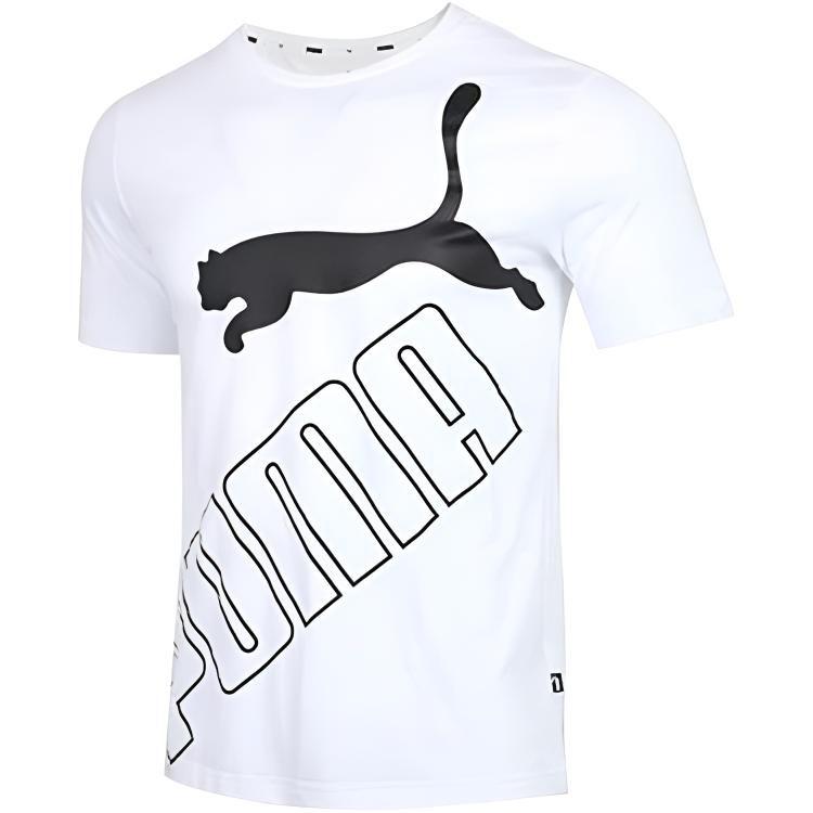 PUMA T Shirts Men's White Crew Neck Moderate Straight Fit 586464-02